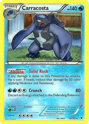 Pokemon Noble Victories Rare Card - Carracosta 26/101