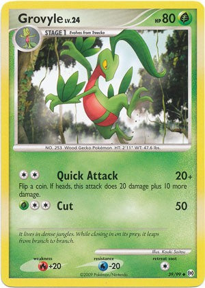 Pokemon Platinum Arceus Single Card Uncommon Grovyle 39/99