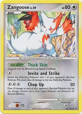 Pokemon Platinum Edition Uncommon Card - Zangoose 66/127