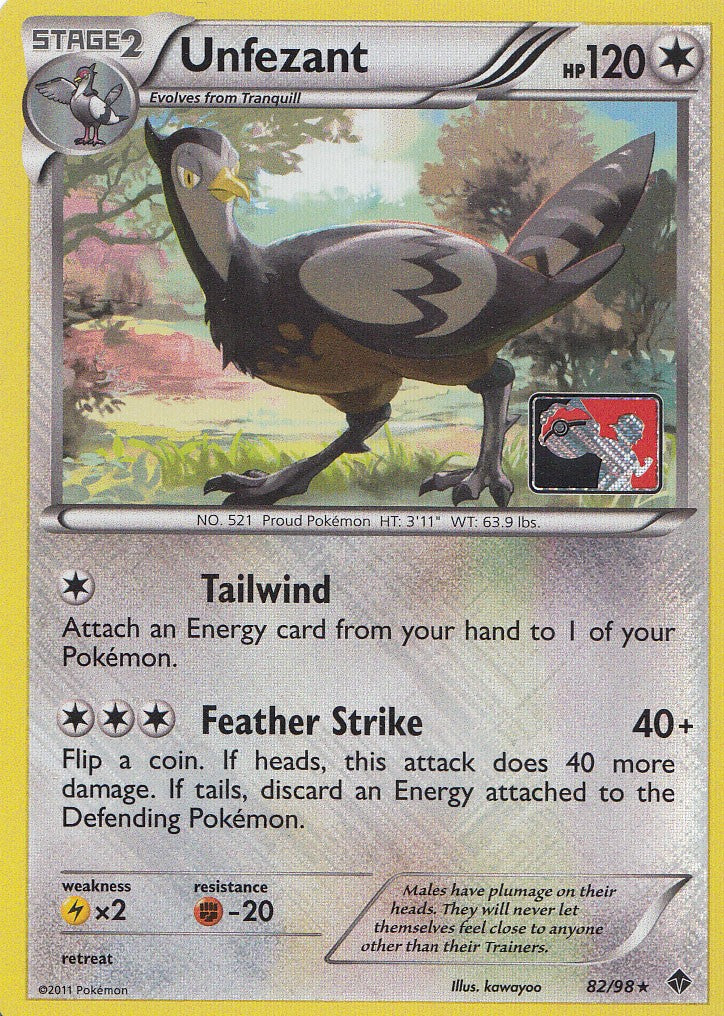 Pokemon Emerging Powers Rare Card Promo - Unfezant 82/98