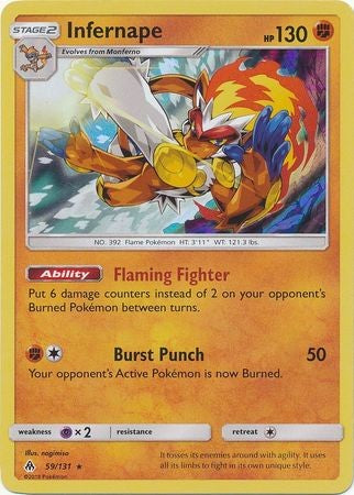 Infernape 59/131 Holo Rare - Pokemon Sun & Moon Forbidden Light Card
