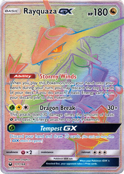 Rayquaza GX 177/168 Hyper Rare - Celestial Storm SM7 Pokemon Card