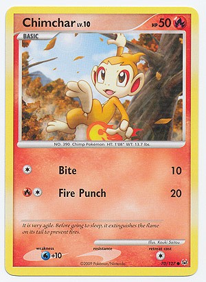 Pokemon Platinum Edition Common Card - Chimchar 70/127