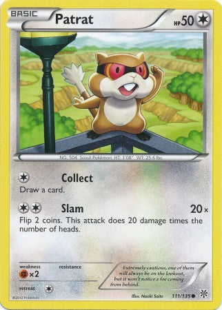 Patrat 111/135 - Pokemon Plasma Storm Common Card PokeOrder.com Patrat 111/135 - Pokemon Plasma Storm Common Card PokeOrder.com