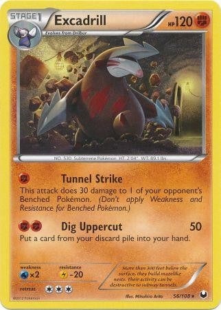 Pokemon Dark Explorers Rare Card - Excadrill 56/108