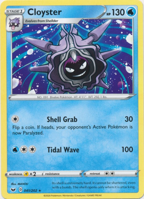 Pokemon Single Card Sword & Shield Base Set - 41/202 : Cloyster Pokemon Single Card Sword & Shield Base Set - 41/202 : Cloyster