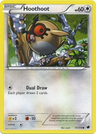 Hoothoot 91/116 - Pokemon Plasma Freeze Common Card