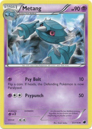 Metang 51/116 - Pokemon Plasma Freeze Uncommon Card Metang 51/116 - Pokemon Plasma Freeze Uncommon Card