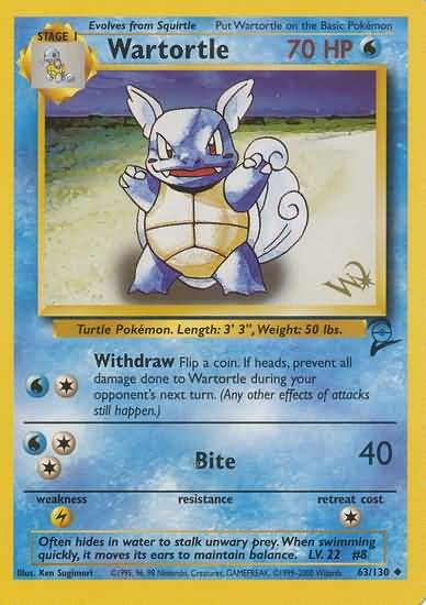 Pokemon (W Stamped) Uncommon Promo Card - Wartortle 63/130