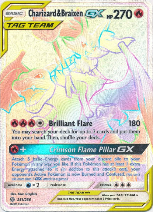 Charizard & Braixen-GX (Hyper Rare) - 251/236 Charizard & Braixen-GX (Full Art) Cosmic Eclipse
