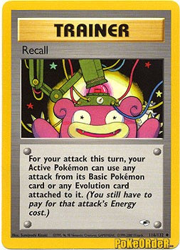 Pokemon Gym Heroes Uncommon Card - Recall 116/132
