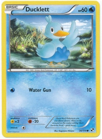 Pokemon Black & White Ducklett 36/114 Common Card PokeOrder.com Pokemon Black & White Ducklett 36/114 Common Card PokeOrder.com