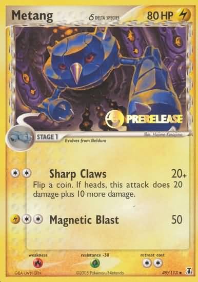 Pokemon Pre-Release Uncommon Promo Card - Metang 49/113