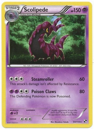 Pokemon Black & White Scolipede 54/114 Rare Single Card