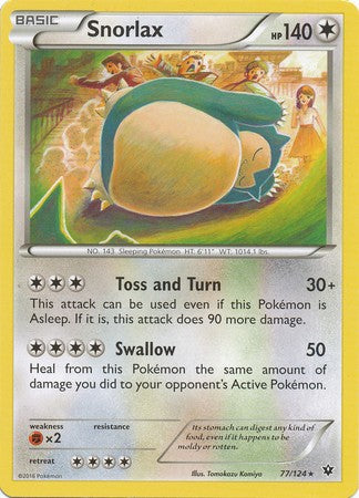 Snorlax 77/124 Rare - Pokemon XY Fates Collide Card