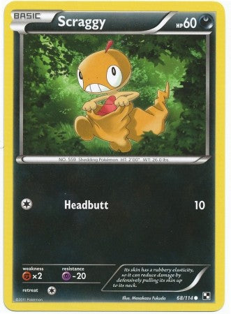 Pokemon Black & White Scraggy 68/114 Common Card