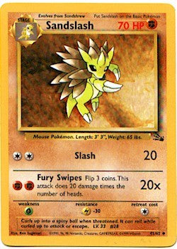 Pokemon Fossil Uncommon Card - Sandslash 41/62