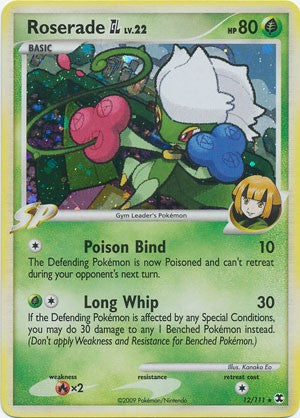 Pokemon Platinum Rising Rivals Single Card Holofoil Rare Roserade GL 12/111 Pokemon Platinum Rising Rivals Single Card Holofoil Rare Roserade GL 12/111
