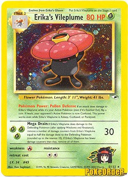 Pokemon Gym Heroes Holo Card - Erika's Vileplume 5/132