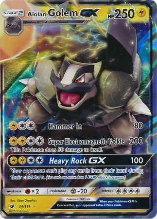 Alolan Golem GX 34/111 Ultra Rare - Pokemon Crimson Invasion Card
