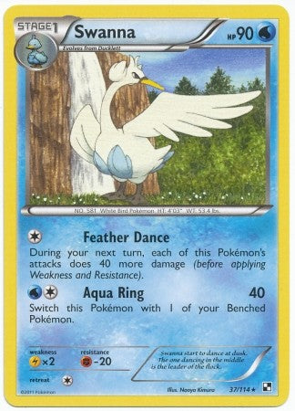 Pokemon Black & White Swanna 37/114 Rare Single Card