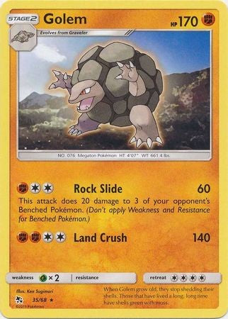 Golem - 35/68 - Rare Sun & Moon: Hidden Fates Singles
