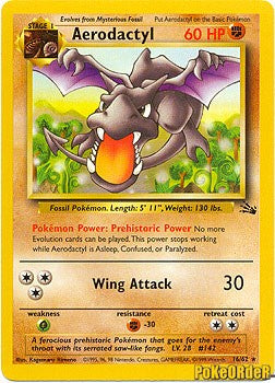 Pokemon Fossil Rare Card - Aerodactyl 16/62