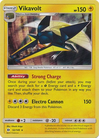 Vikavolt 52/149 Holo Rare - Pokemon Sun & Moon Base Set Single Card