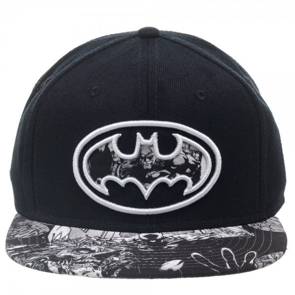 Batman Black/White Logo Sublimated Bill Snapback