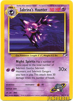 Pokemon Gym Heroes Uncommon Card - Sabrina's Haunter 58/132 Pokemon Gym Heroes Uncommon Card - Sabrina's Haunter 58/132