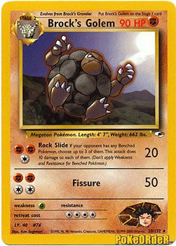 Pokemon Gym Heroes Rare Card - Brock's Golem 20/132