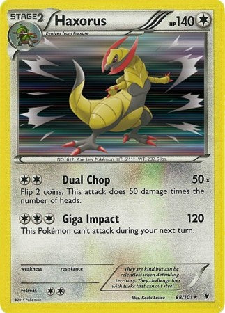 Pokemon Noble Victories Holo Rare Card - Haxorus 88/101