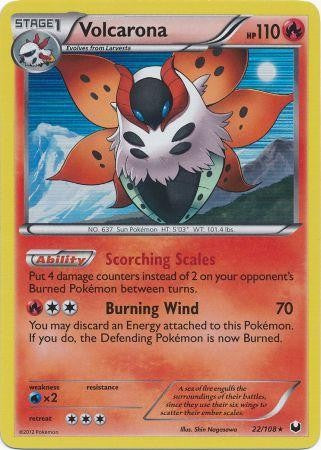 Pokemon Dark Explorers Holo Rare Card - Volcarona 22/108
