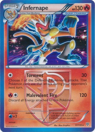 Infernape 17/135 - Pokemon Plasma Storm Holo Rare Card