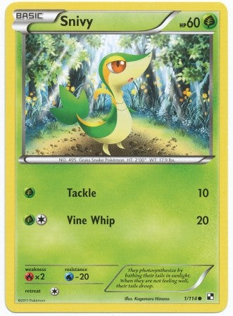 Pokemon Black & White Base Set Common Snivy #1 Pokemon Black & White Base Set Common Snivy #1