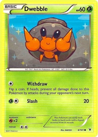 Pokemon Noble Victories Common Card - Dwebble 6/101