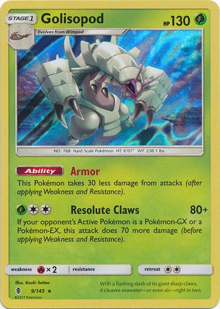 Golisopod 9/145 Holo Rare - Pokemon Sun & Moon Guardians Rising Card
