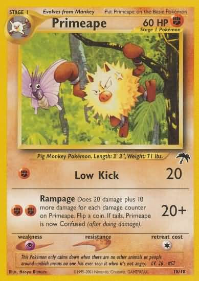 Pokemon Primeape 18/18 Common Promo Single Card