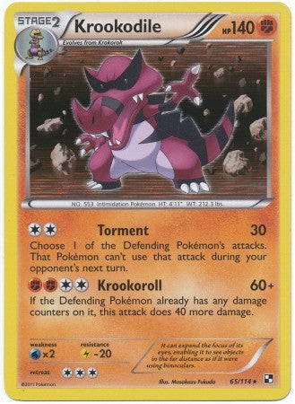 Pokemon Black & White Krookodile 65/114 Holo Rare Single Card