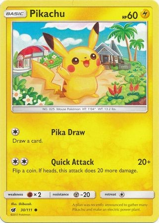Pikachu (30/111) - SM Crimson Invasion Lightly Played Reverse Holofoil Pikachu (30/111) - SM Crimson Invasion Lightly Played Reverse Holofoil