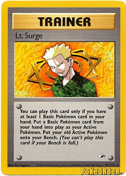 Pokemon Gym Heroes Rare Card - Lt. Surge 101/132