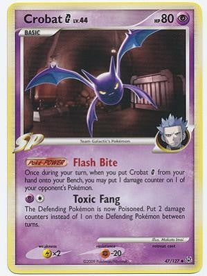 Pokemon Platinum Edition Uncommon Card - Crobat G 47/127