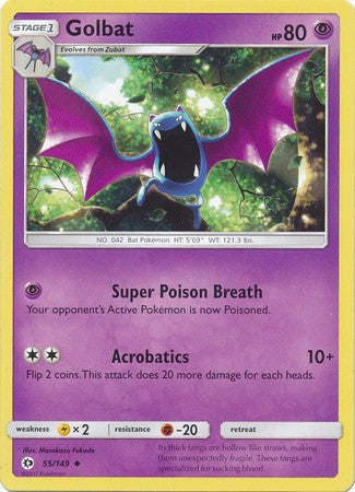 Golbat 55/149 Uncommon - Pokemon Sun & Moon Base Set Single Card