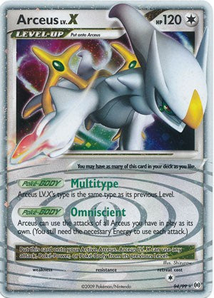 Pokemon Arceus Ultra Rare Card - Arceus LV.X 94/99