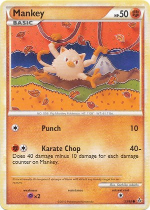 Pokemon Card HS Unleashed Single Card Common Mankey 53/95
