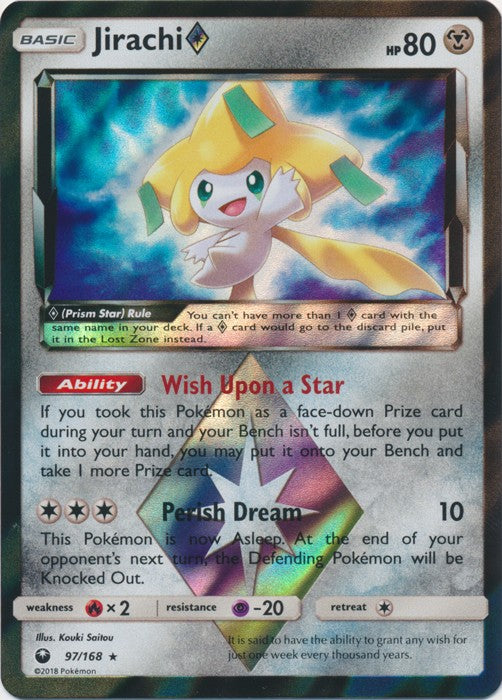 Jirachi Prism Star 97/168 Holo Rare - Celestial Storm SM7 Pokemon Card