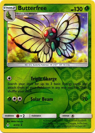 Butterfree - 4/214 - Sun & Moon: Unbroken Bonds Rare Reverse Holo