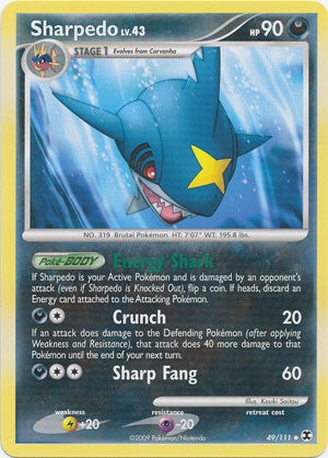 Pokemon Platinum Rising Rivals Single Card Uncommon Sharpedo 49/111