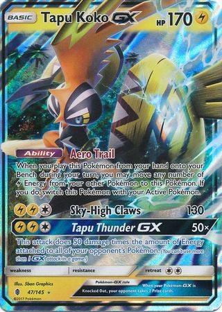 Tapu Koko GX 47/145 Ultra Rare - Pokemon Sun & Moon Guardians Rising Card Tapu Koko GX 47/145 Ultra Rare - Pokemon Sun & Moon Guardians Rising Card