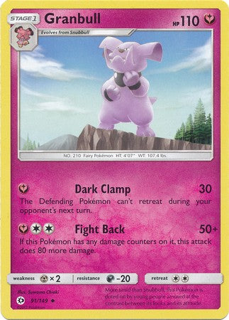 Granbull 91/149 Uncommon - Pokemon Sun & Moon Base Set Single Card